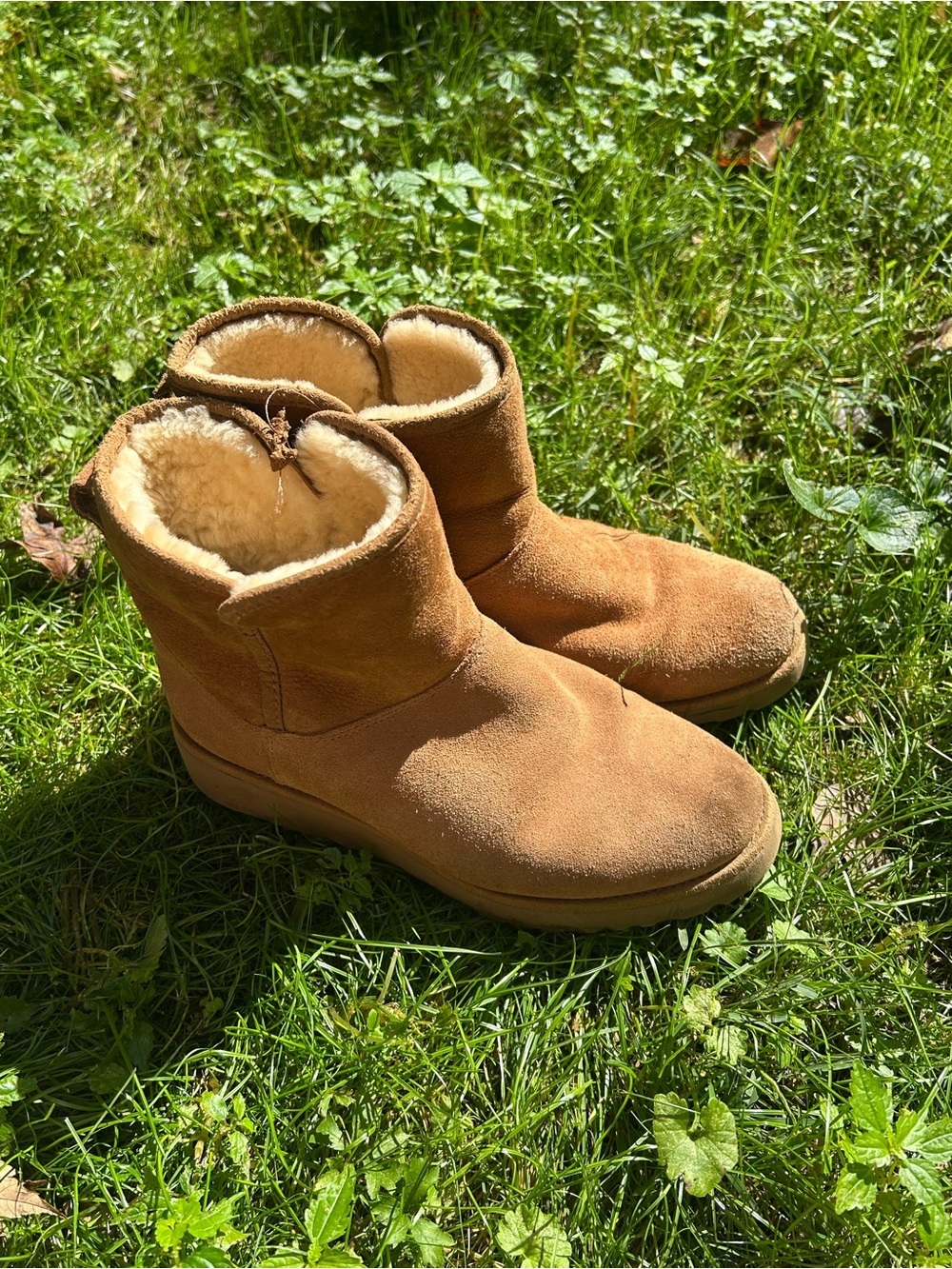 UGG Chestnut Suede Shearling-Lined Short Boots